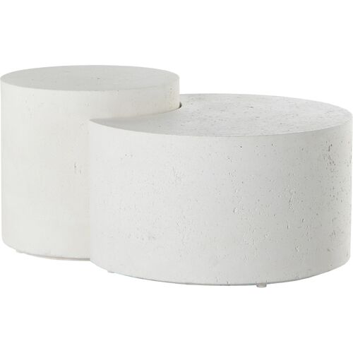 Ariah Nesting Coffee Table, White Concrete