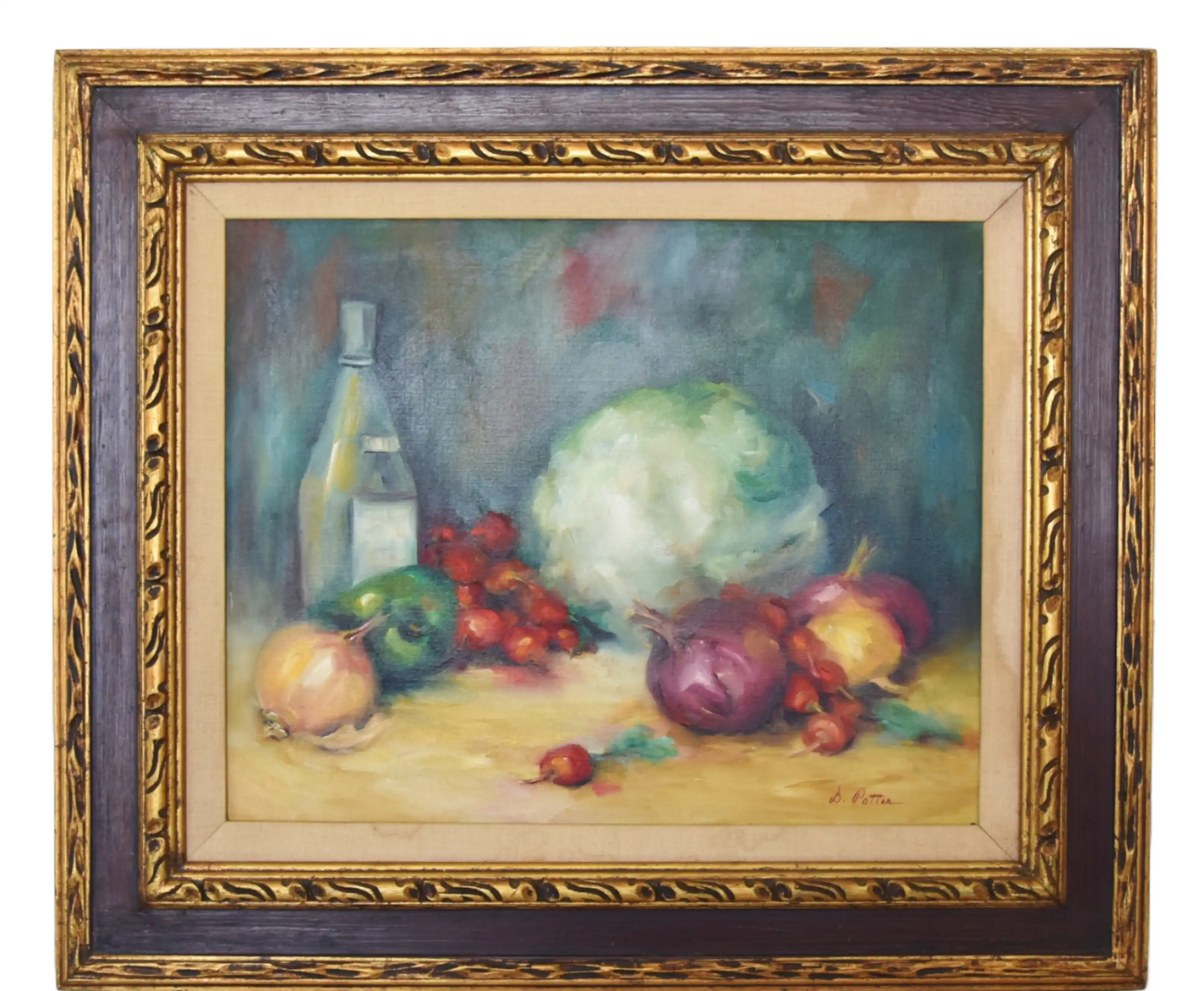 Vintage Signed Tablescape Oil Painting 1 Vintage Signed Tablescape Oil Painting
