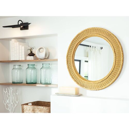 Pierre Round Rattan Wall Mirror, Natural 8 Pierre Round Rattan Wall Mirror, Natural