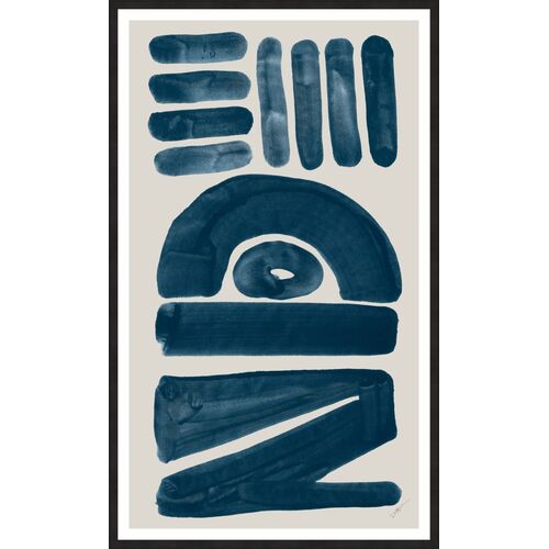 Tribal Text Indigo VI Painting by Dawn Sweitzer