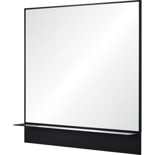 Phaedra Square Wall Mirror w/ Shelf, Black 1 Phaedra Square Wall Mirror w/ Shelf, Black