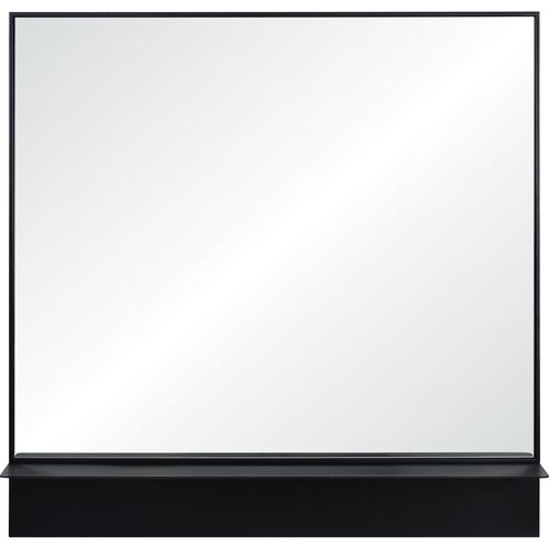 Phaedra Square Wall Mirror w/ Shelf, Black 3 Phaedra Square Wall Mirror w/ Shelf, Black