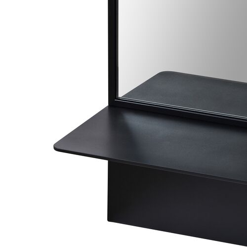Phaedra Square Wall Mirror w/ Shelf, Black 4 Phaedra Square Wall Mirror w/ Shelf, Black