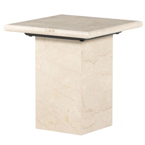 Bari Solid Marble End Table, Soft Cream 1 Bari Solid Marble End Table, Soft Cream