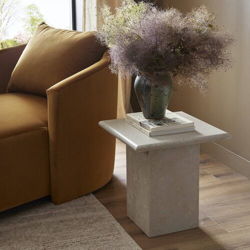 Bari Solid Marble End Table, Soft Cream 12 Bari Solid Marble End Table, Soft Cream