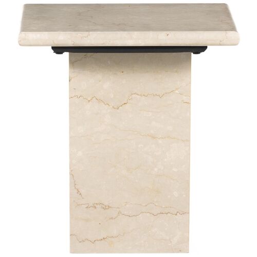 Bari Solid Marble End Table, Soft Cream 2 Bari Solid Marble End Table, Soft Cream