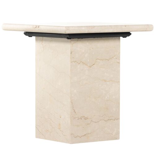 Bari Solid Marble End Table, Soft Cream 3 Bari Solid Marble End Table, Soft Cream
