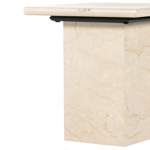 Bari Solid Marble End Table, Soft Cream 5 Bari Solid Marble End Table, Soft Cream