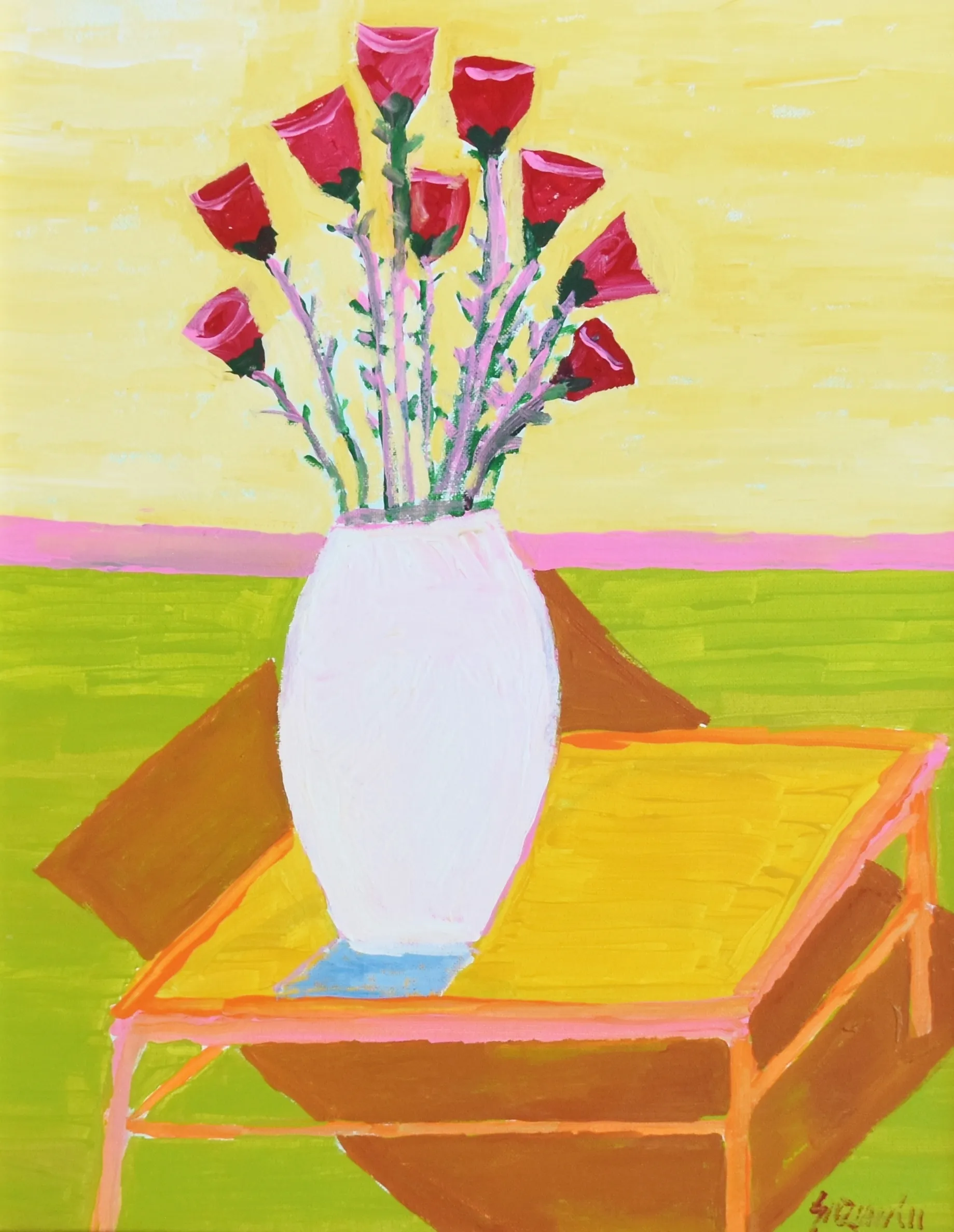 Juan Guzman Red Poppies in Vase Painting 3 Juan Guzman Red Poppies in Vase Painting