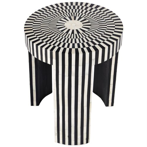 Joya Bone Inlay Side Table, Black/White 5 Joya Bone Inlay Side Table, Black/White