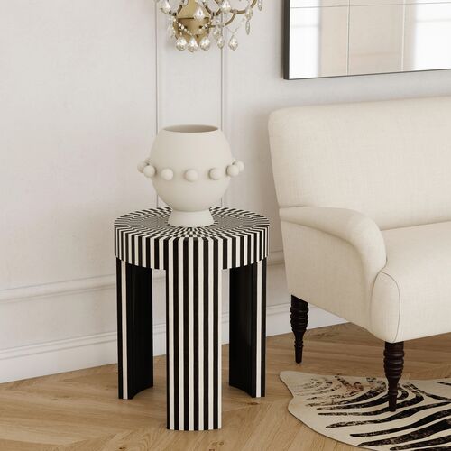 Joya Bone Inlay Side Table, Black/White 8 Joya Bone Inlay Side Table, Black/White