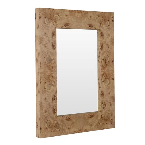 Saul Bird's Eye Maple Rectangle Wall Mirror, Brown 3 Saul Bird's Eye Maple Rectangle Wall Mirror, Brown
