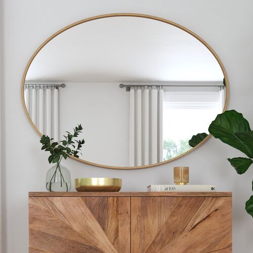 Reed Oval Wall Mirror, Gold 2 Reed Oval Wall Mirror, Gold