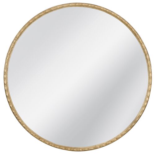 Brianna Hammered Large 54" Round Wall Mirror, Gold Leaf 1 Brianna Hammered Large 54" Round Wall Mirror, Gold Leaf