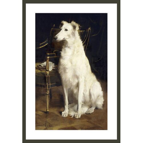 A Borzoi by a Chair by St. George Hare Framed Print