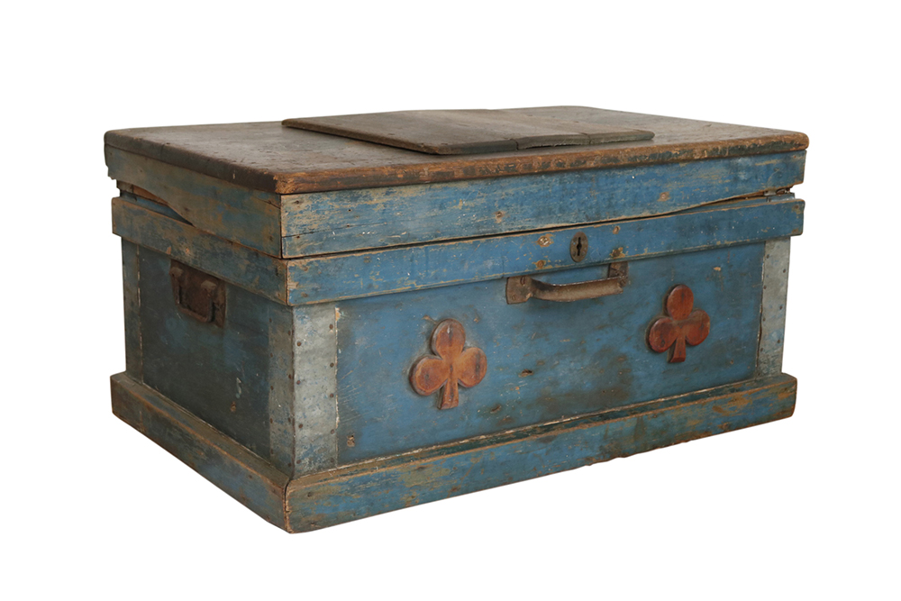 Primitive Blue Blanket Chest 1 Primitive Blue Blanket Chest