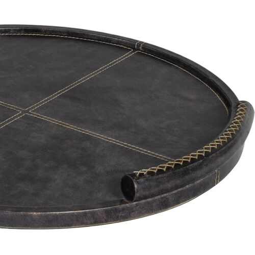 Forte Round Leather Tray 4 Forte Round Leather Tray