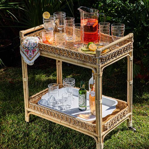 Provence Rattan Bar Cart, Whitewash 4 Provence Rattan Bar Cart, Whitewash