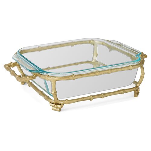 Larsen Square Casserole Holder, Gold 1 Larsen Square Casserole Holder, Gold
