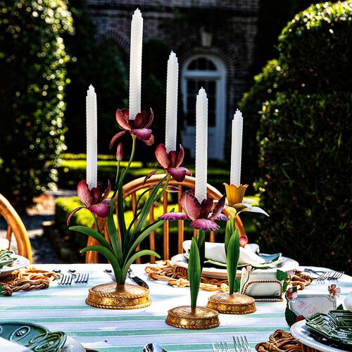 Meadow Walk Iris 14" Centerpiece Candelabra, Pink 3 Meadow Walk Iris 14" Centerpiece Candelabra, Pink