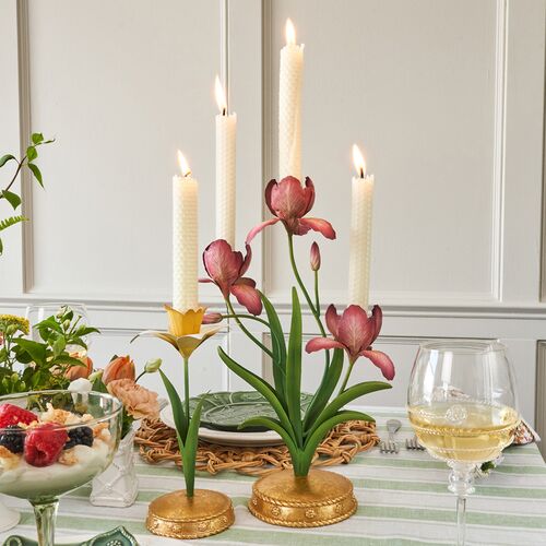 Meadow Walk Iris 14" Centerpiece Candelabra, Pink 4 Meadow Walk Iris 14" Centerpiece Candelabra, Pink