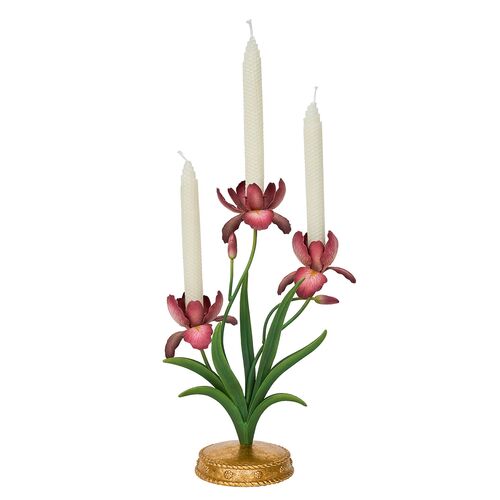 Meadow Walk Iris 14" Centerpiece Candelabra, Pink 5 Meadow Walk Iris 14" Centerpiece Candelabra, Pink