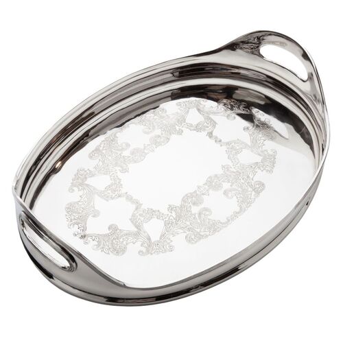 Nickel Etched Oval Tray 1 Nickel Etched Oval Tray