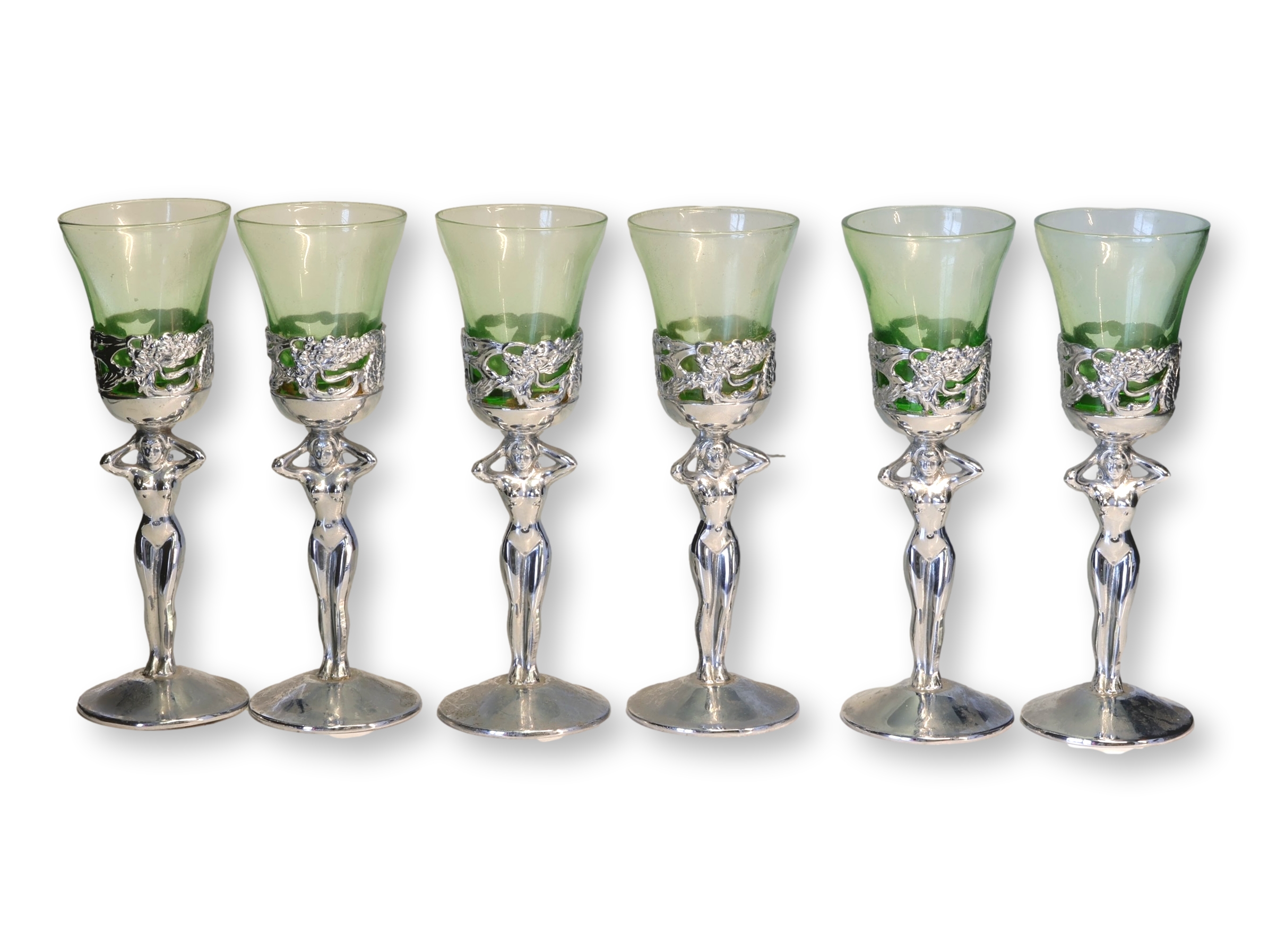 Art Deco Nude Liqueur Glasses, s/6