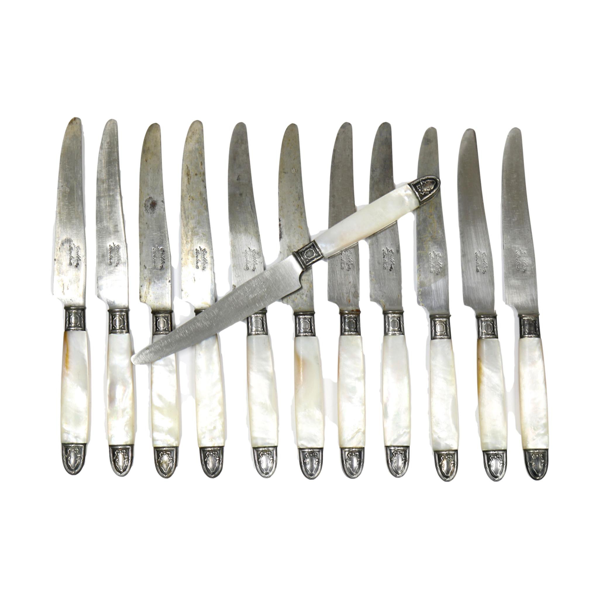 19th-C. French Pearl Butter Knives, S/12