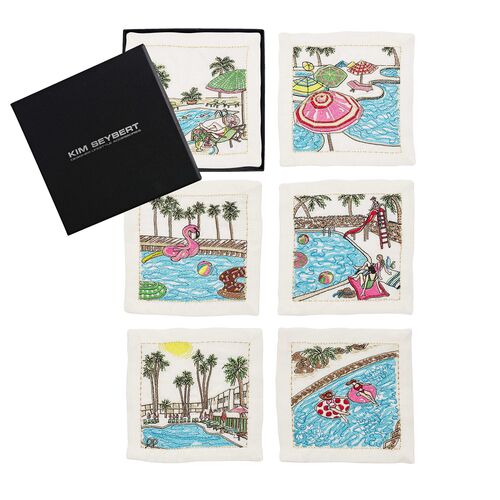 S/6 Pool Day Cocktail Napkins 2 S/6 Pool Day Cocktail Napkins