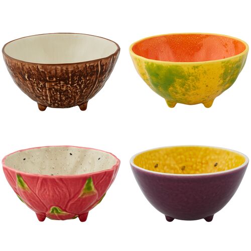 S/4 Tropical Fruits Assorted Bowls, Multi 1 S/4 Tropical Fruits Assorted Bowls, Multi