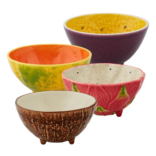 S/4 Tropical Fruits Assorted Bowls, Multi 10 S/4 Tropical Fruits Assorted Bowls, Multi