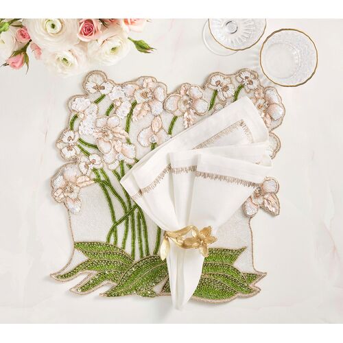 S/4 Orchid Aluminum Napkin Rings, Gold 5 S/4 Orchid Aluminum Napkin Rings, Gold