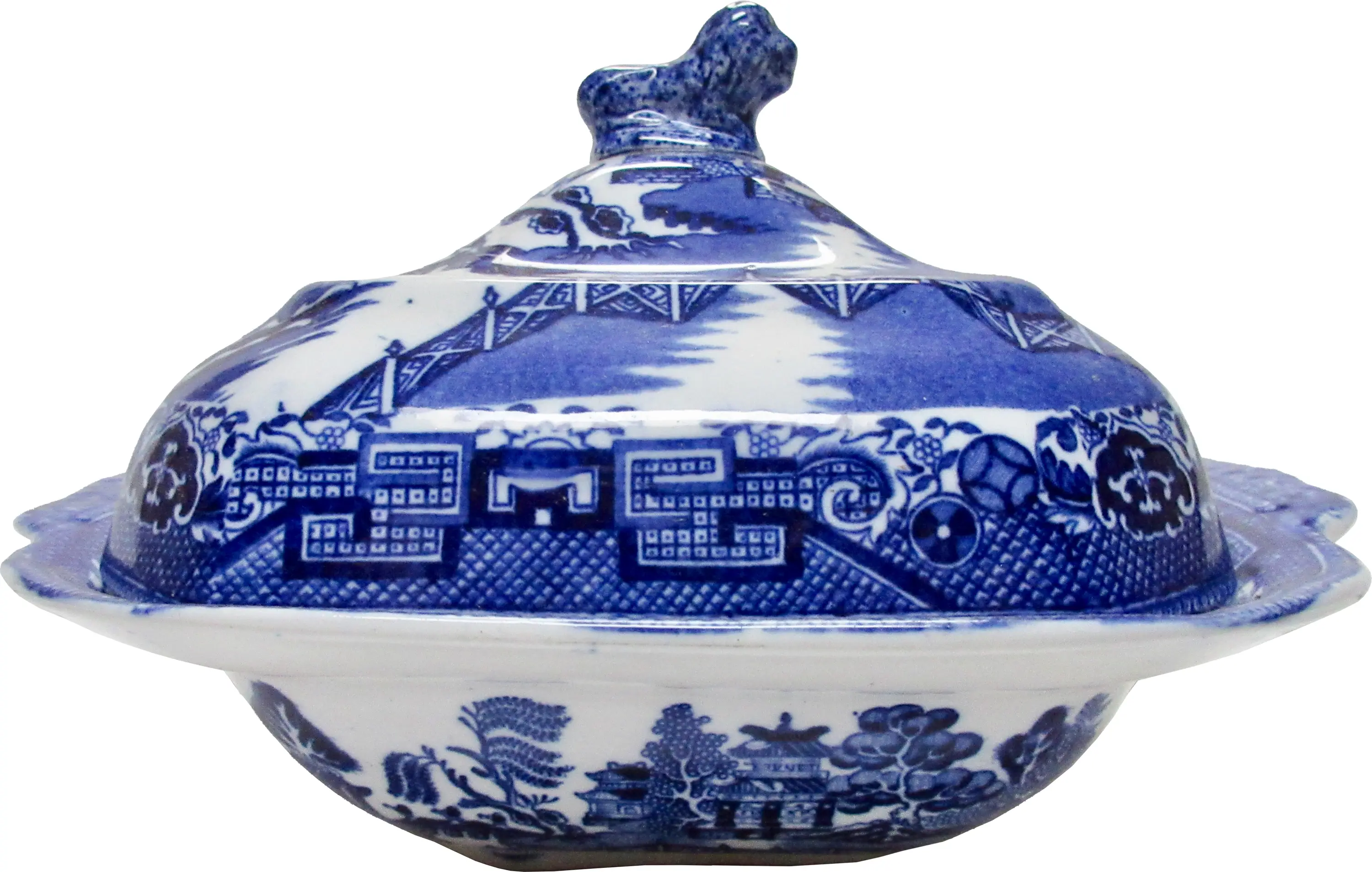 Antique English Chinoiserie Serving Bowl 1 Antique English Chinoiserie Serving Bowl