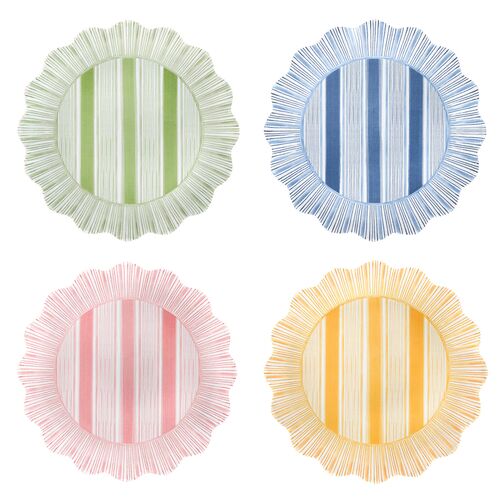 S/4 Cabana Stripe Melamine Dessert/Salad Plates, Multicolor 1 S/4 Cabana Stripe Melamine Dessert/Salad Plates, Multicolor
