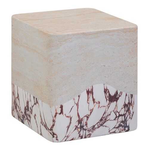 Juliana Concrete Indoor/Outdoor Side Table, Travertine/Breccia 1 Juliana Concrete Indoor/Outdoor Side Table, Travertine/Breccia