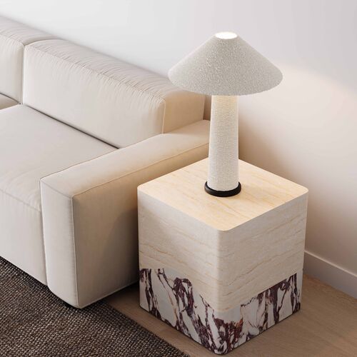 Juliana Concrete Indoor/Outdoor Side Table, Travertine/Breccia 5 Juliana Concrete Indoor/Outdoor Side Table, Travertine/Breccia