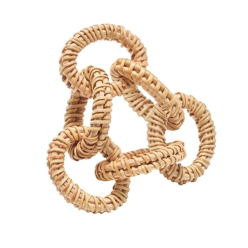 S/4 Rattan Link Napkin Rings, Natural 2 S/4 Rattan Link Napkin Rings, Natural
