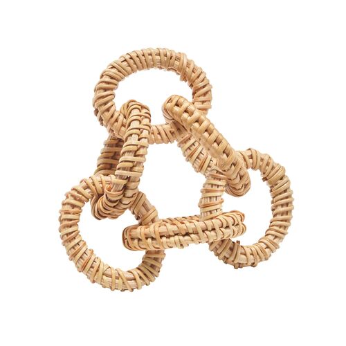S/4 Rattan Link Napkin Rings, Natural 3 S/4 Rattan Link Napkin Rings, Natural
