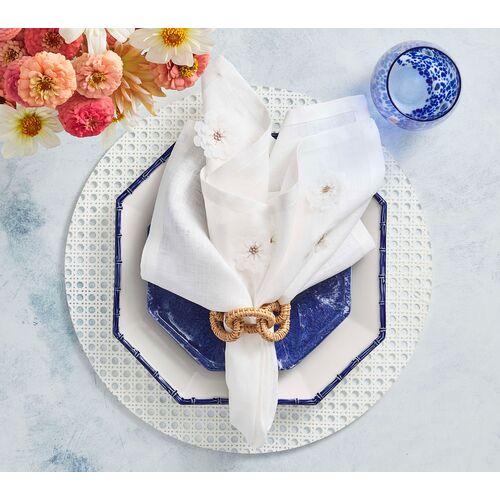 S/4 Rattan Link Napkin Rings, Natural 4 S/4 Rattan Link Napkin Rings, Natural
