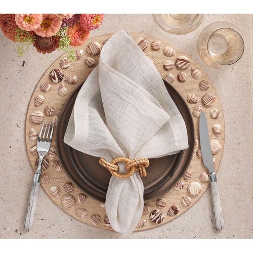 S/4 Rattan Link Napkin Rings, Natural 6 S/4 Rattan Link Napkin Rings, Natural