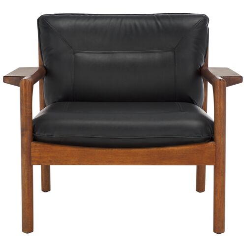 Ozias Leather Accent Chair, Black/Brown 2 Ozias Leather Accent Chair, Black/Brown