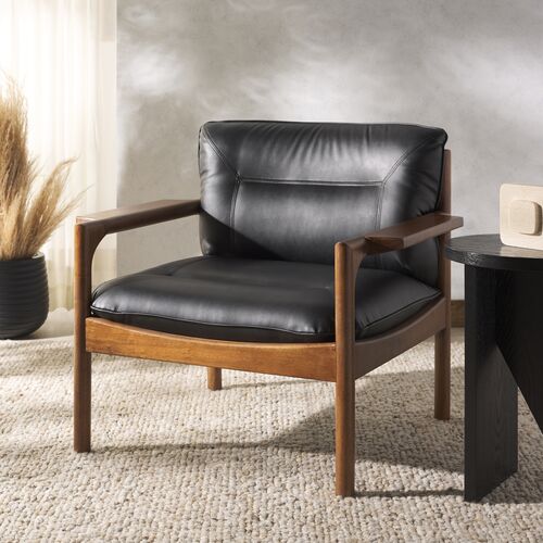 Ozias Leather Accent Chair, Black/Brown 3 Ozias Leather Accent Chair, Black/Brown