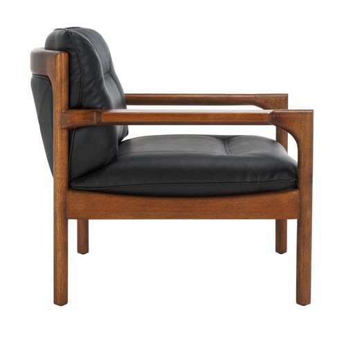 Ozias Leather Accent Chair, Black/Brown 7 Ozias Leather Accent Chair, Black/Brown
