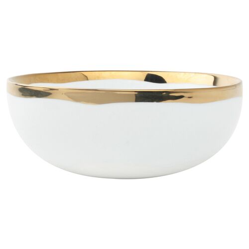 S/4 Dauville Cereal Bowls, White/Gold 1 S/4 Dauville Cereal Bowls, White/Gold