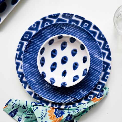 Asst. of 4 Santorini Condiment Bowls, Blue/White 2 Asst. of 4 Santorini Condiment Bowls, Blue/White