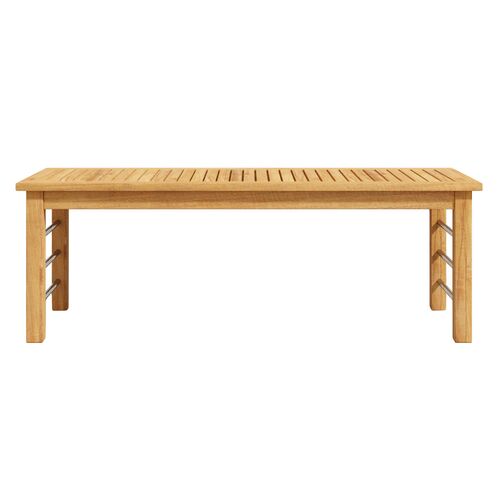 Summer Outdoor Teak Coffee Table, Natural/Silver