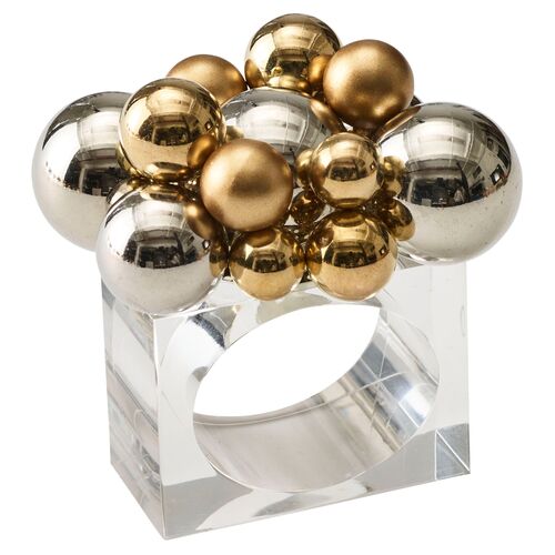 S/4 Bauble Napkin Rings, Gold/Silver 1 S/4 Bauble Napkin Rings, Gold/Silver