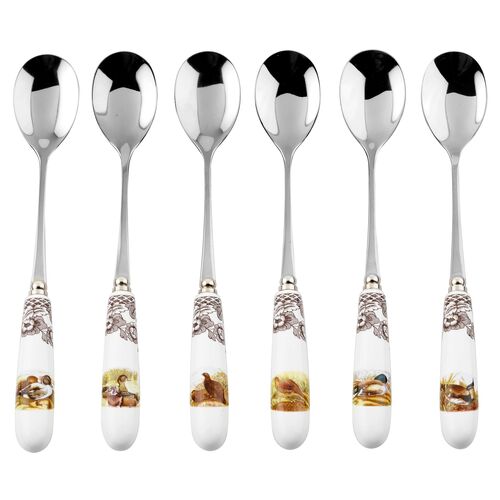 Spode Woodland Set of 6 Teaspoons (Assorted Motifs)