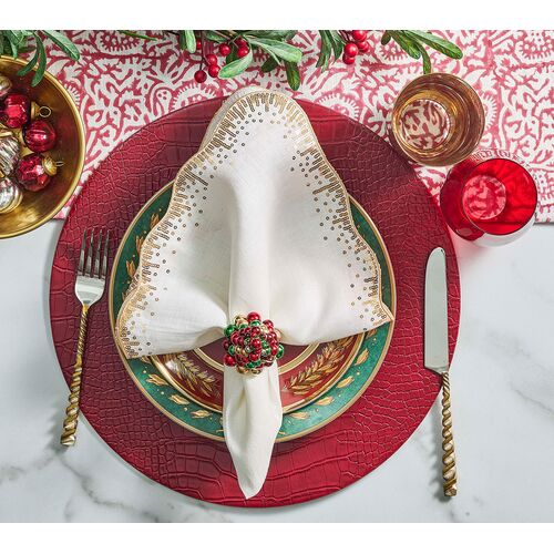 S/4 Xmas Baubles Napkin Rings in Red, Green & Gold 10 S/4 Xmas Baubles Napkin Rings in Red, Green & Gold